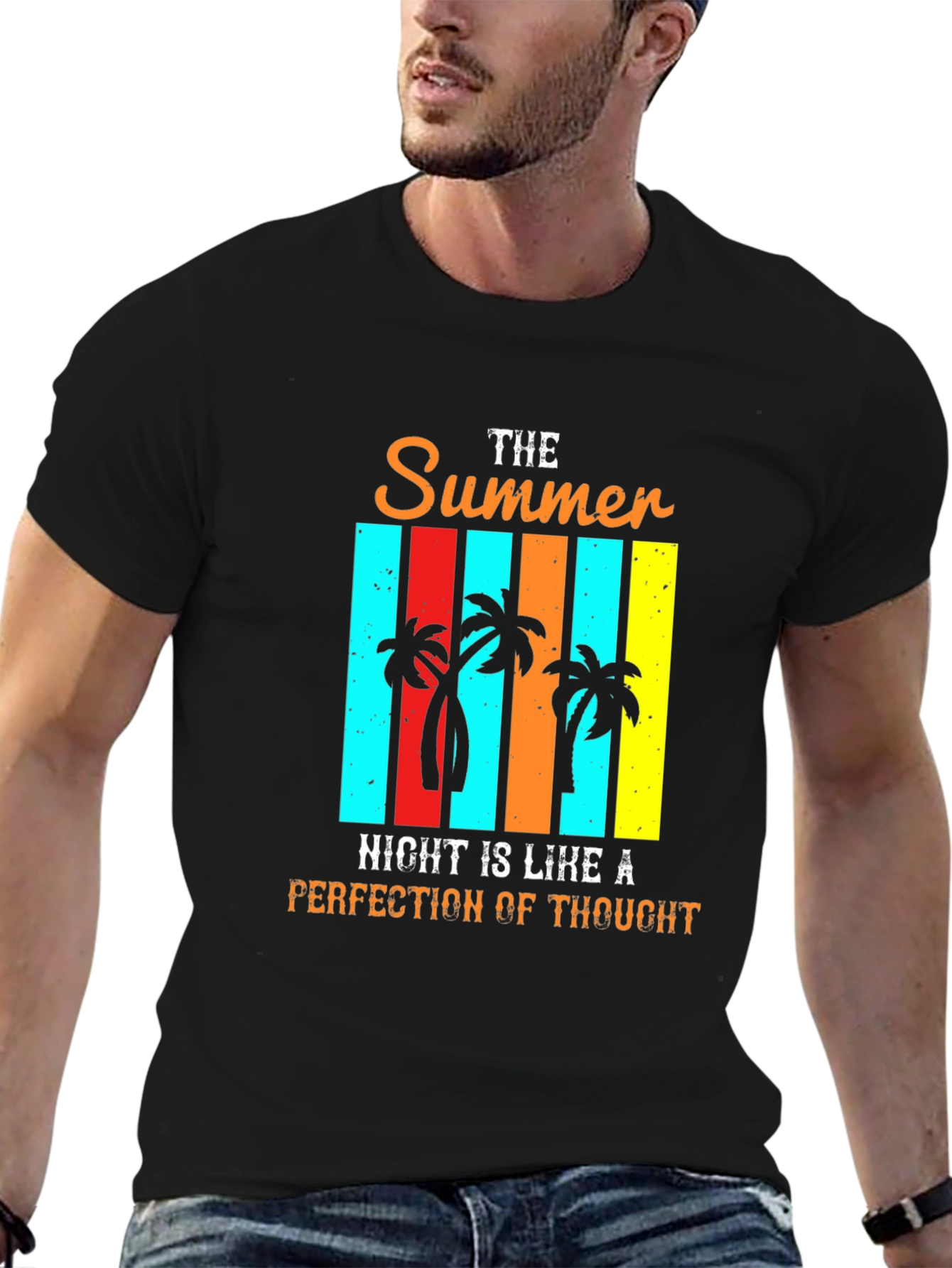 Summer Night Palm Tree Graphic T-Shirt