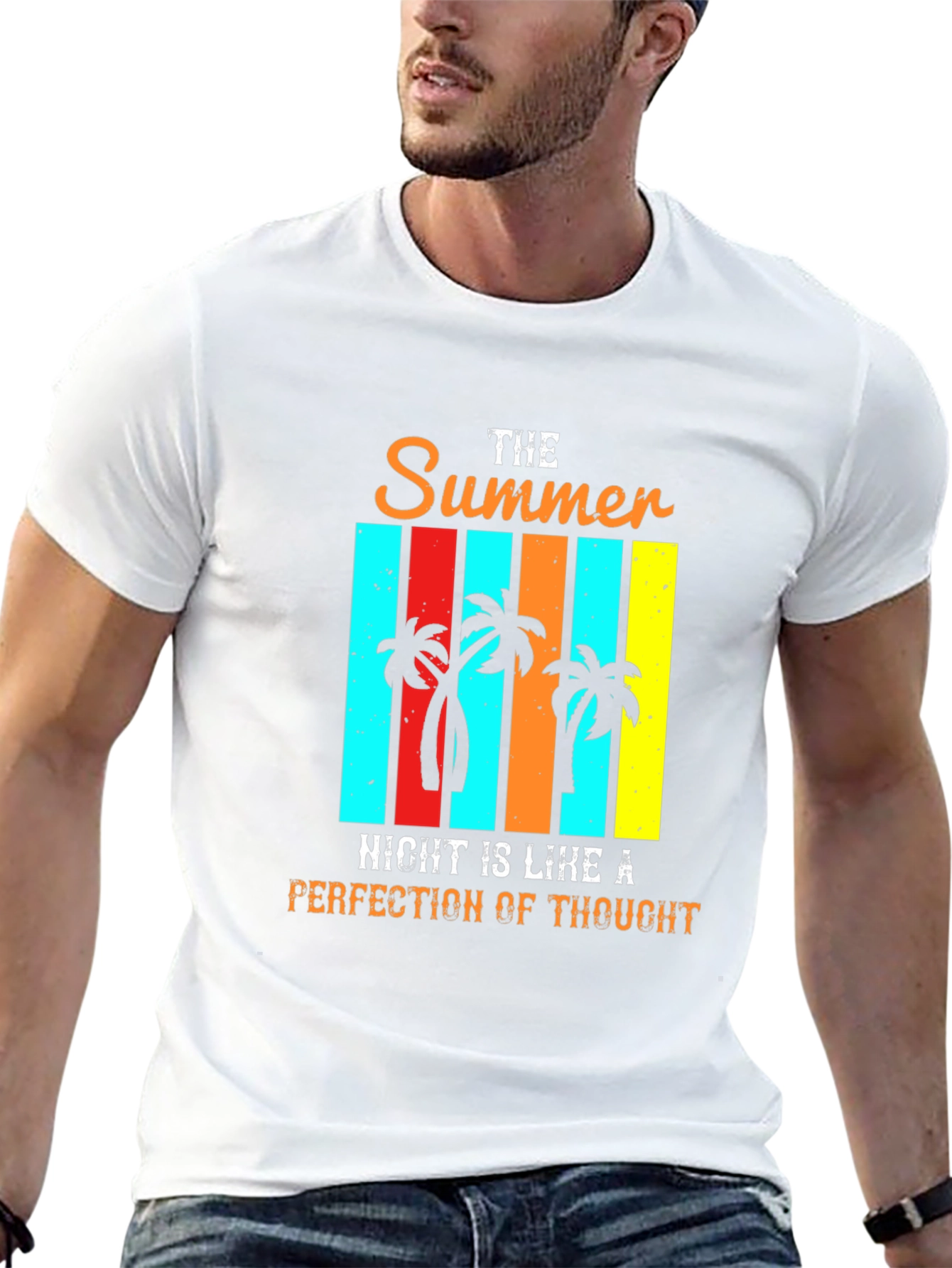 Summer Night Palm Tree Graphic T-Shirt