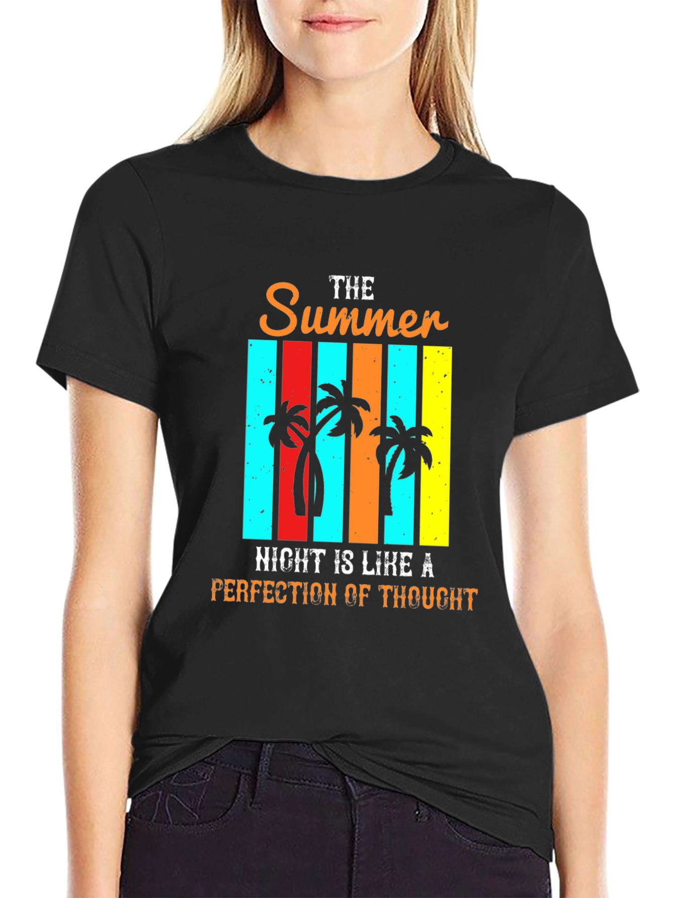 Summer Night Palm Tree Graphic T-Shirt