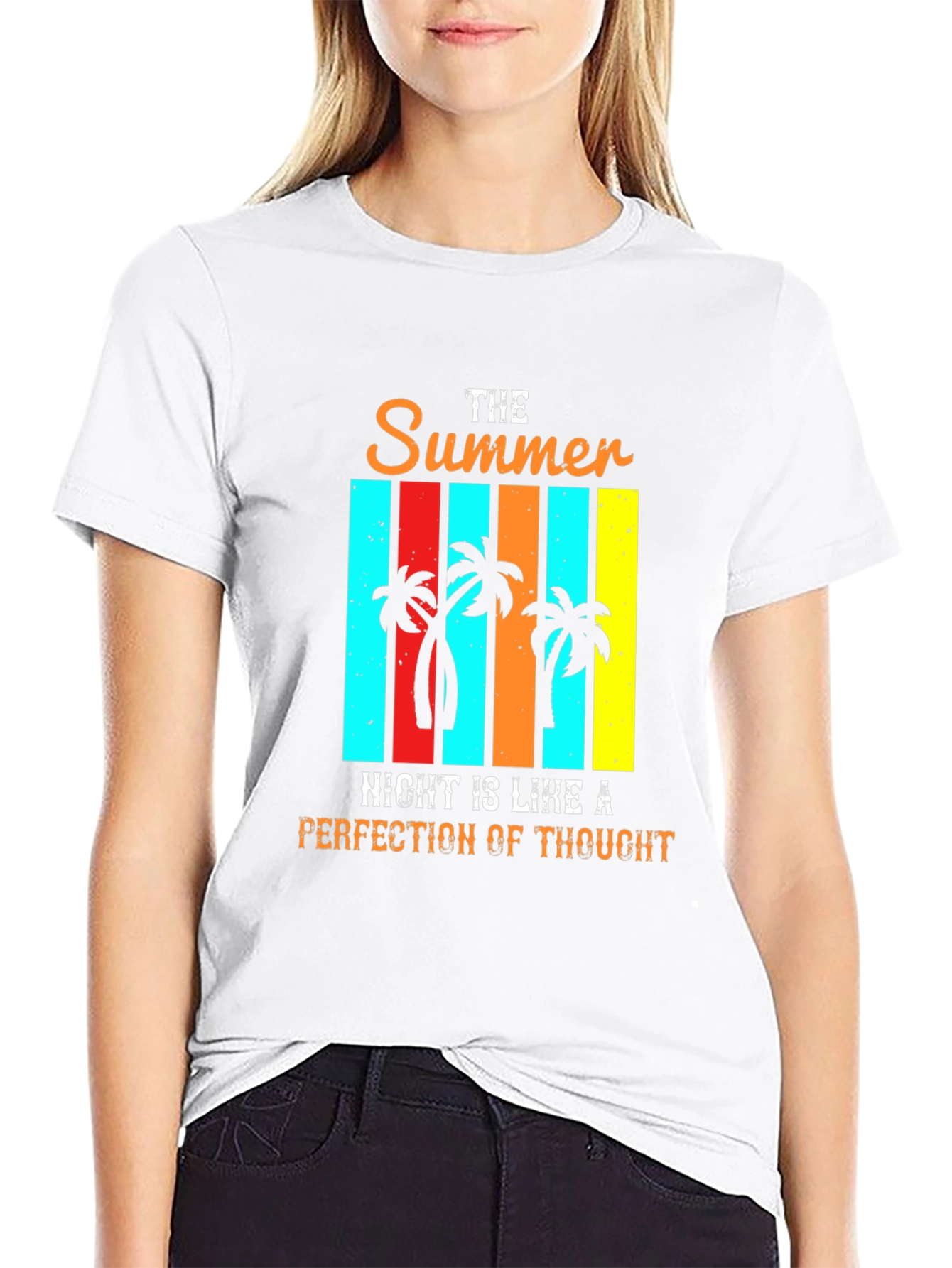Summer Night Palm Tree Graphic T-Shirt
