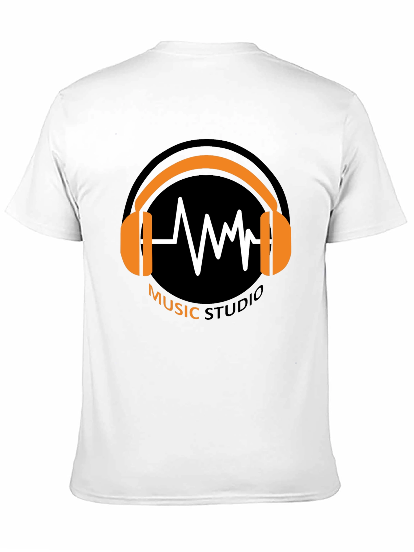 Music Studio Black T-Shirt with Headphone Graphic