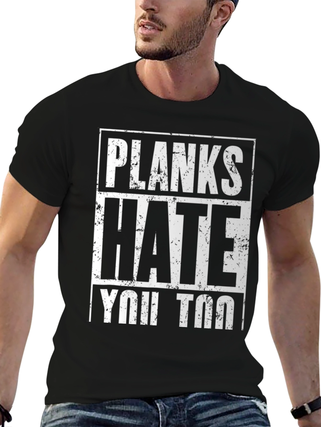 Planks Hate You Too Black Graphic T-Shirt