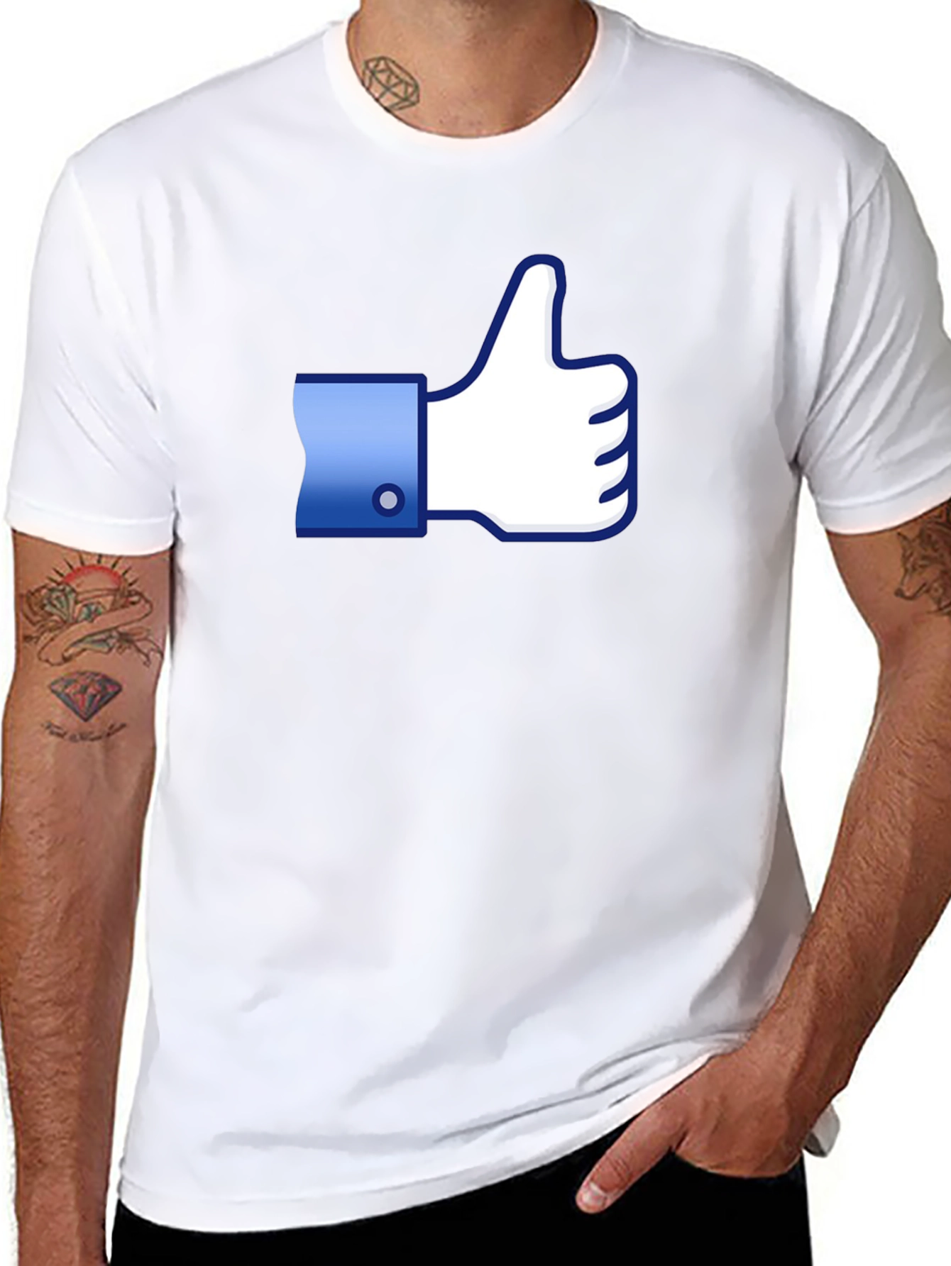 Thumbs Up Graphic Tee - Black Cotton Casual Shirt