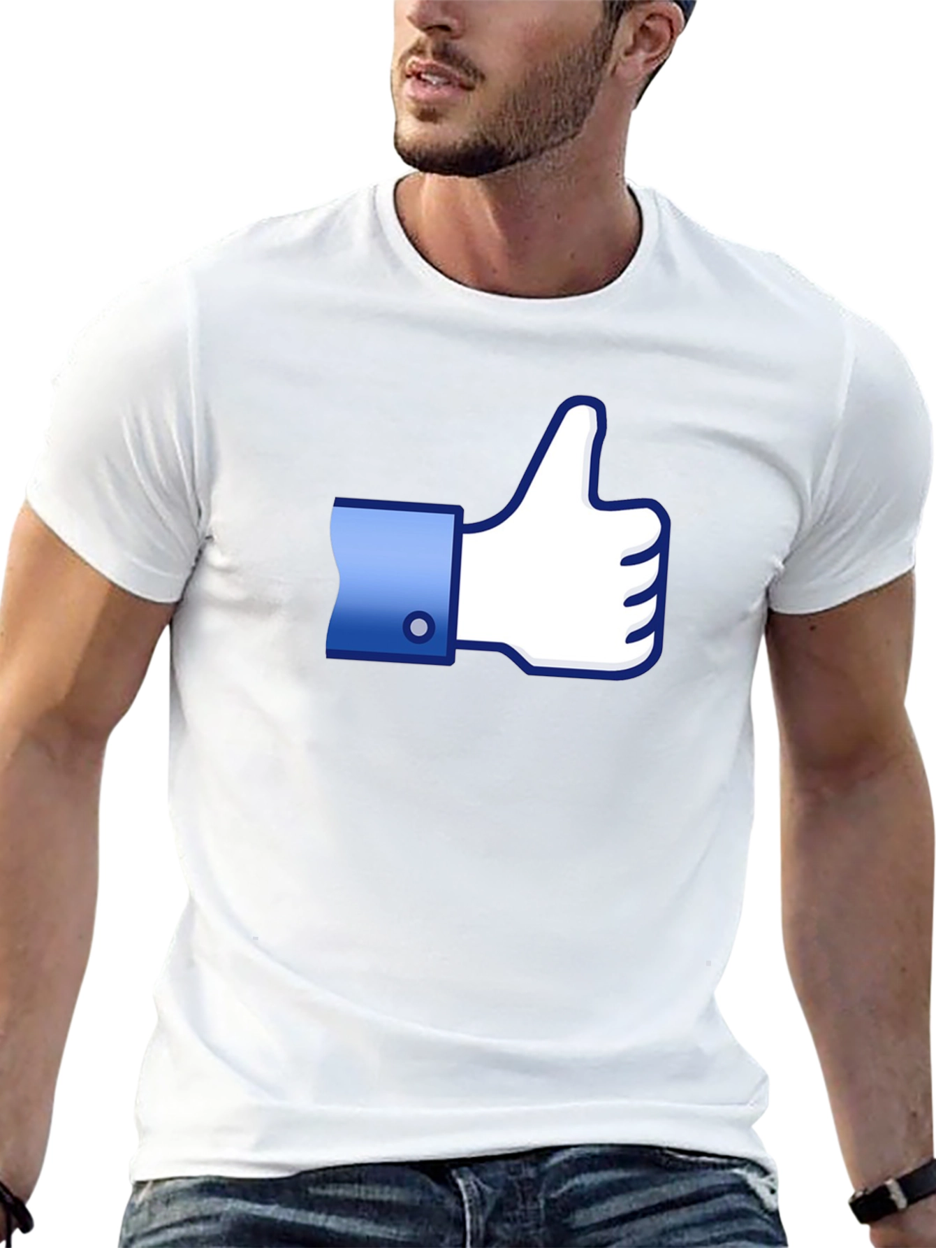 Thumbs Up Graphic Tee - Black Cotton Casual Shirt