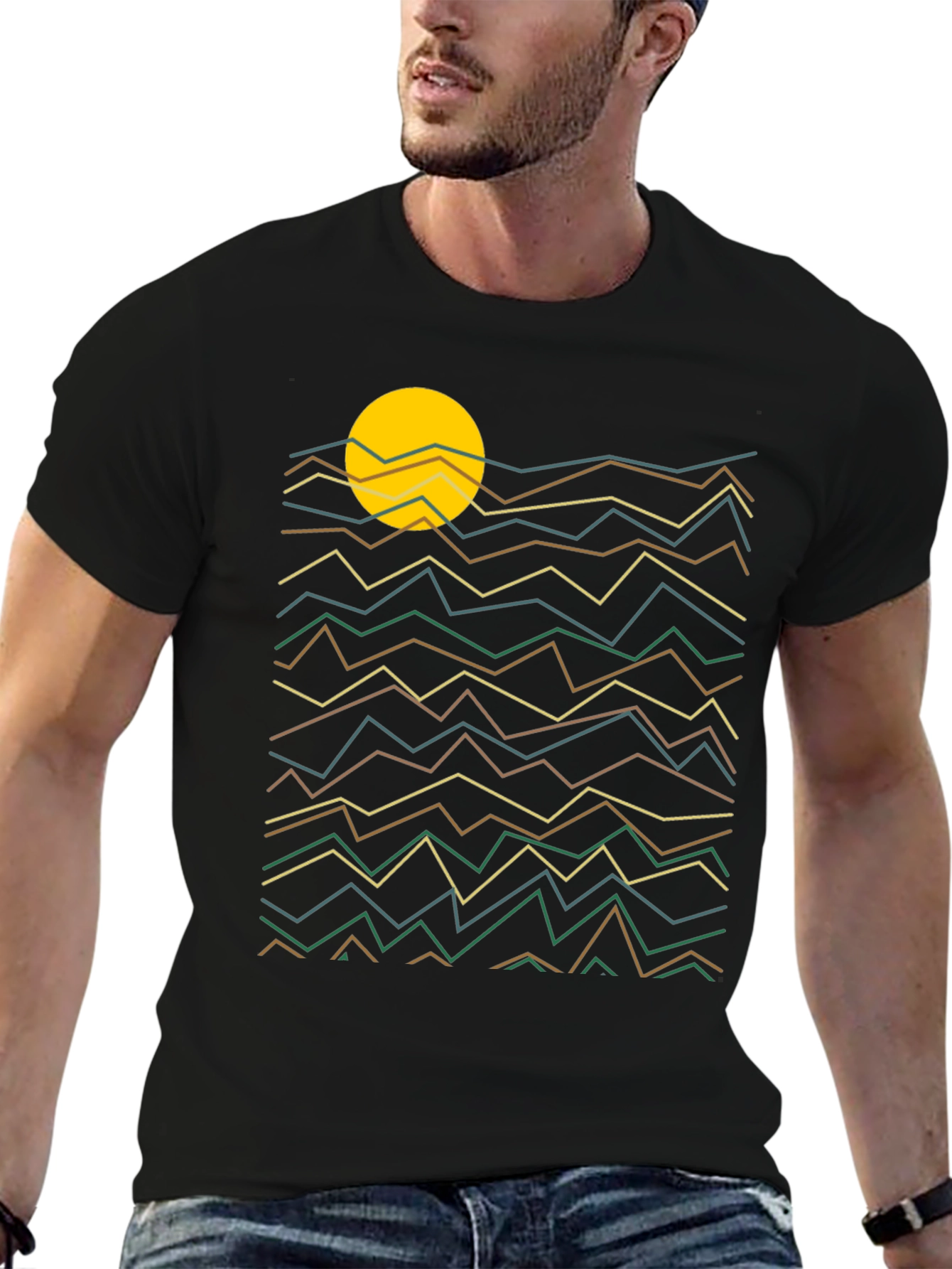 Abstract Geometric Sunset Graphic Tee