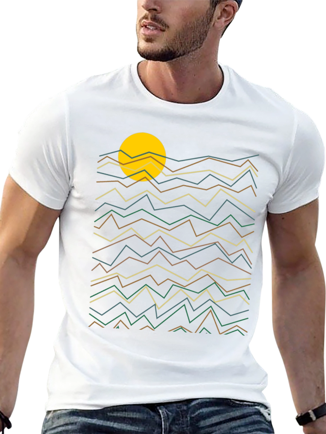 Abstract Geometric Sunset Graphic Tee