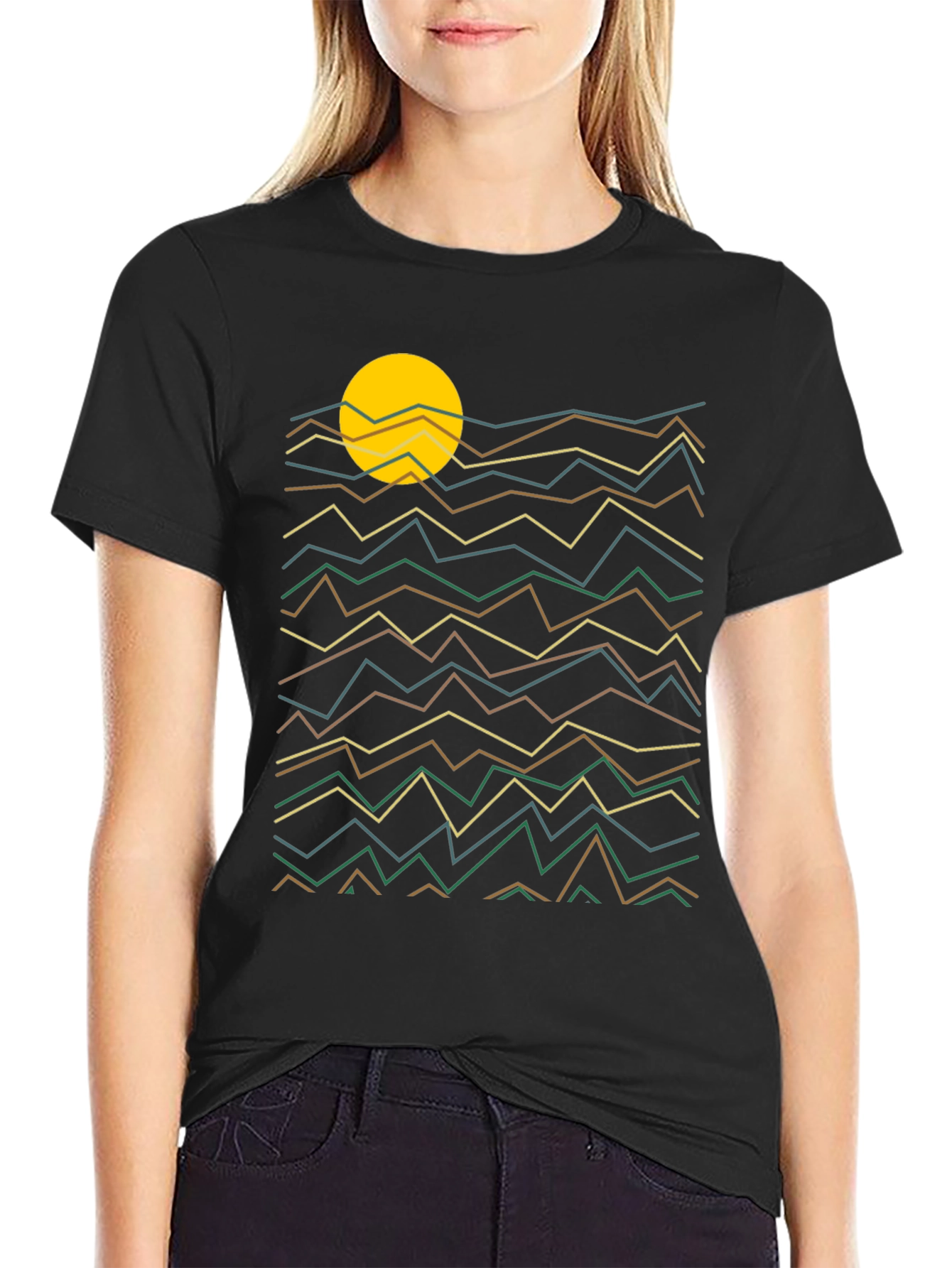 Abstract Geometric Sunset Graphic Tee
