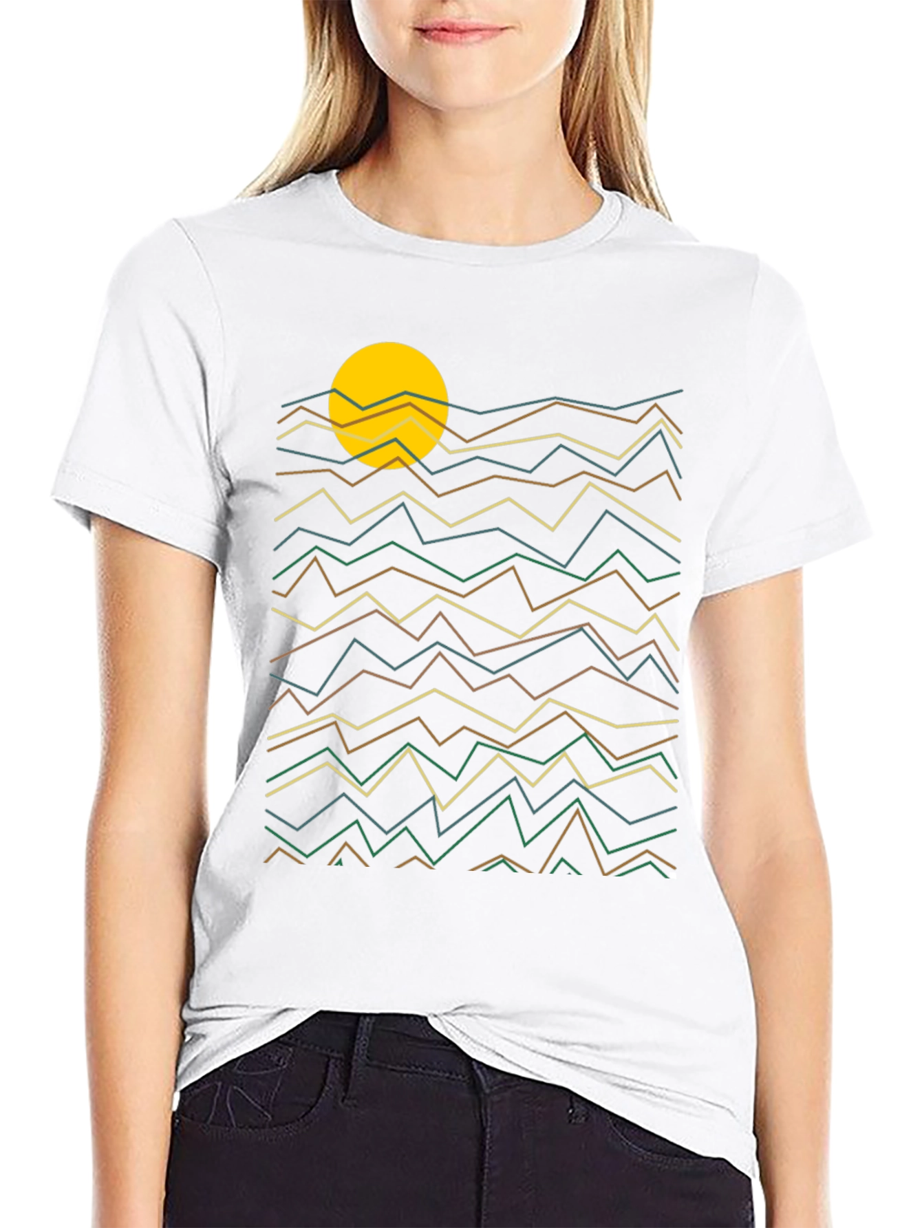 Abstract Geometric Sunset Graphic Tee