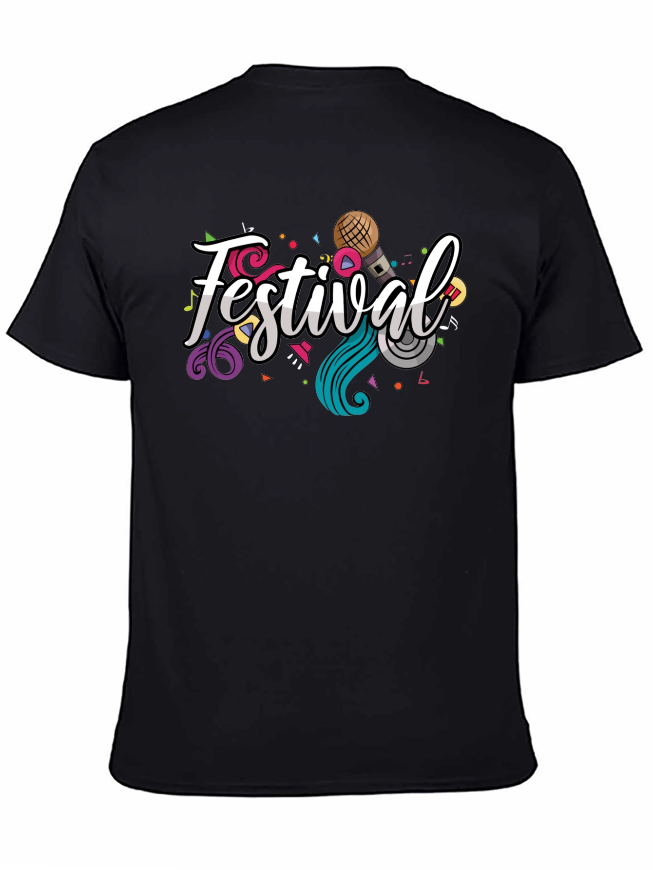 Festival Graphic Print Black T-Shirt