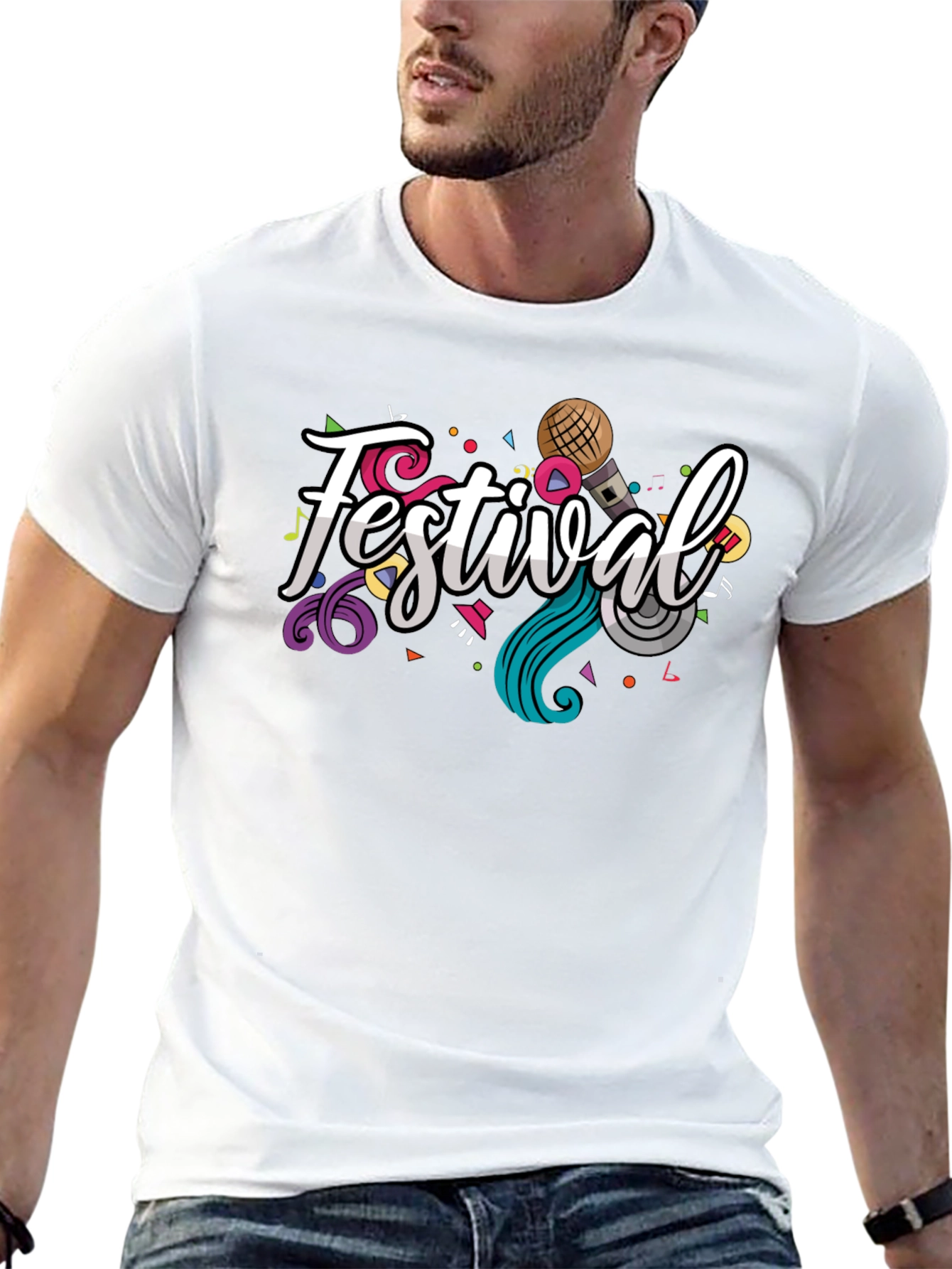 Festival Graphic Print Black T-Shirt