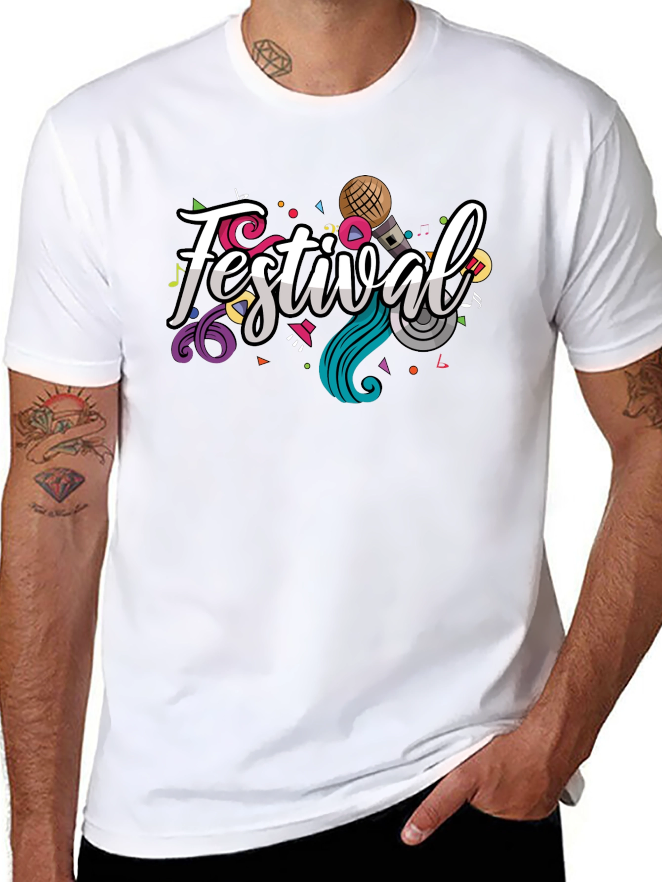 Festival Graphic Print Black T-Shirt