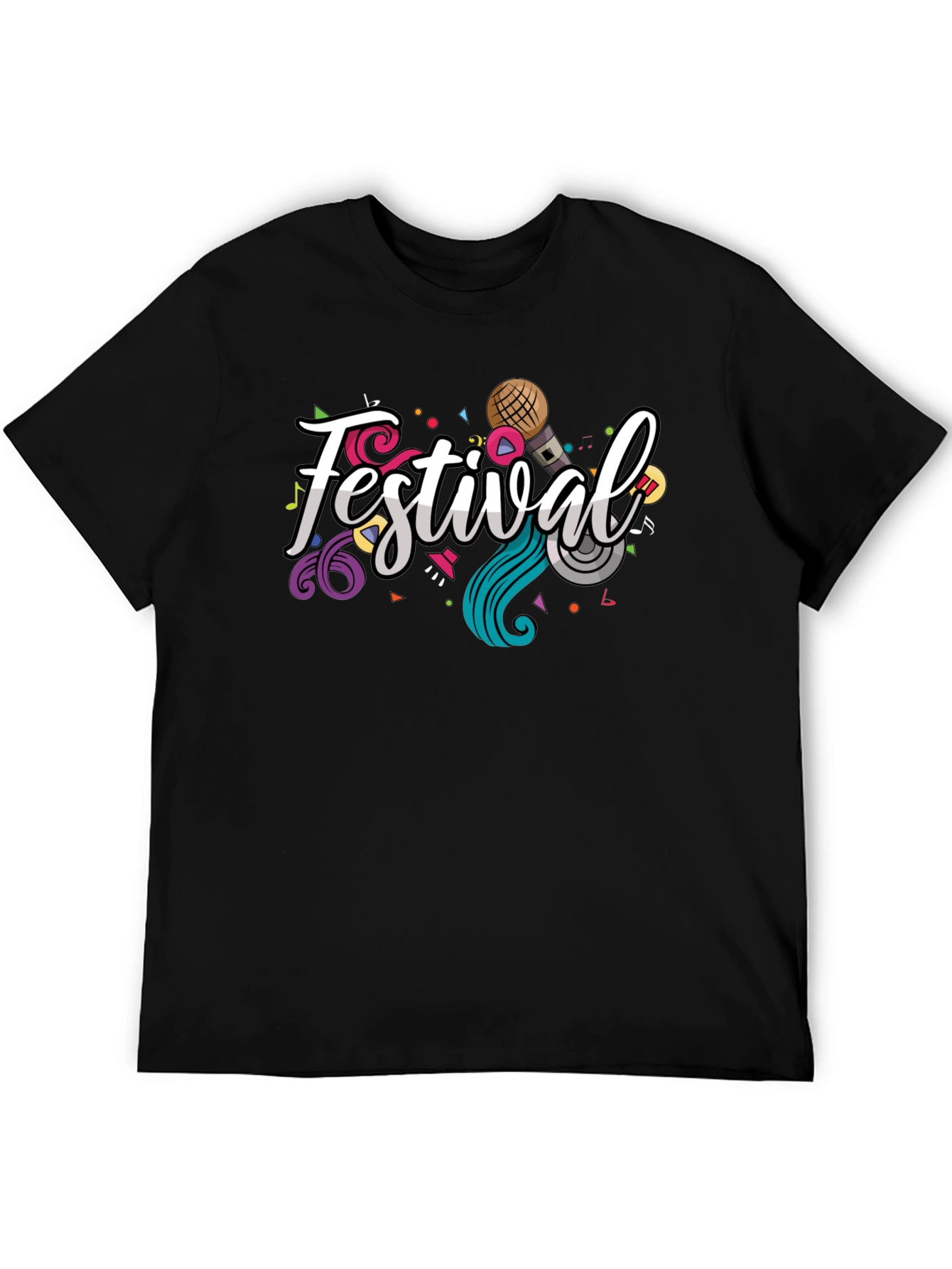 Festival Graphic Print Black T-Shirt