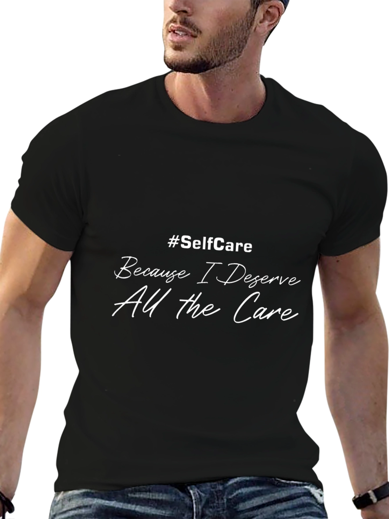 Self-Care Deserve Care Black Graphic Tee