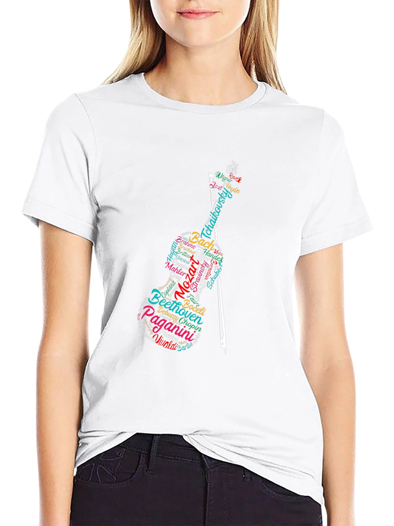 Musician Composer Violin Graphic Black T-Shirt