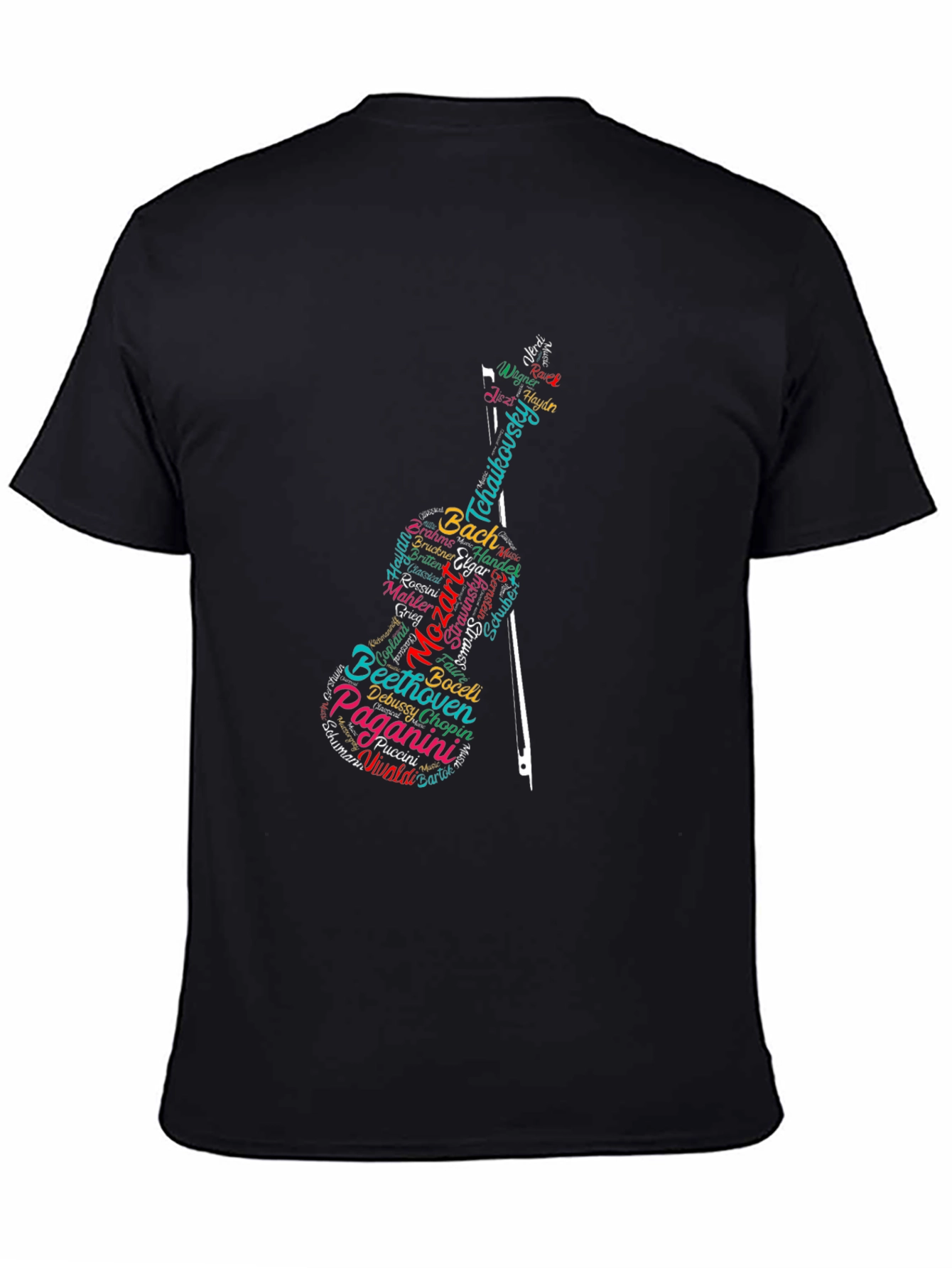 Musician Composer Violin Graphic Black T-Shirt
