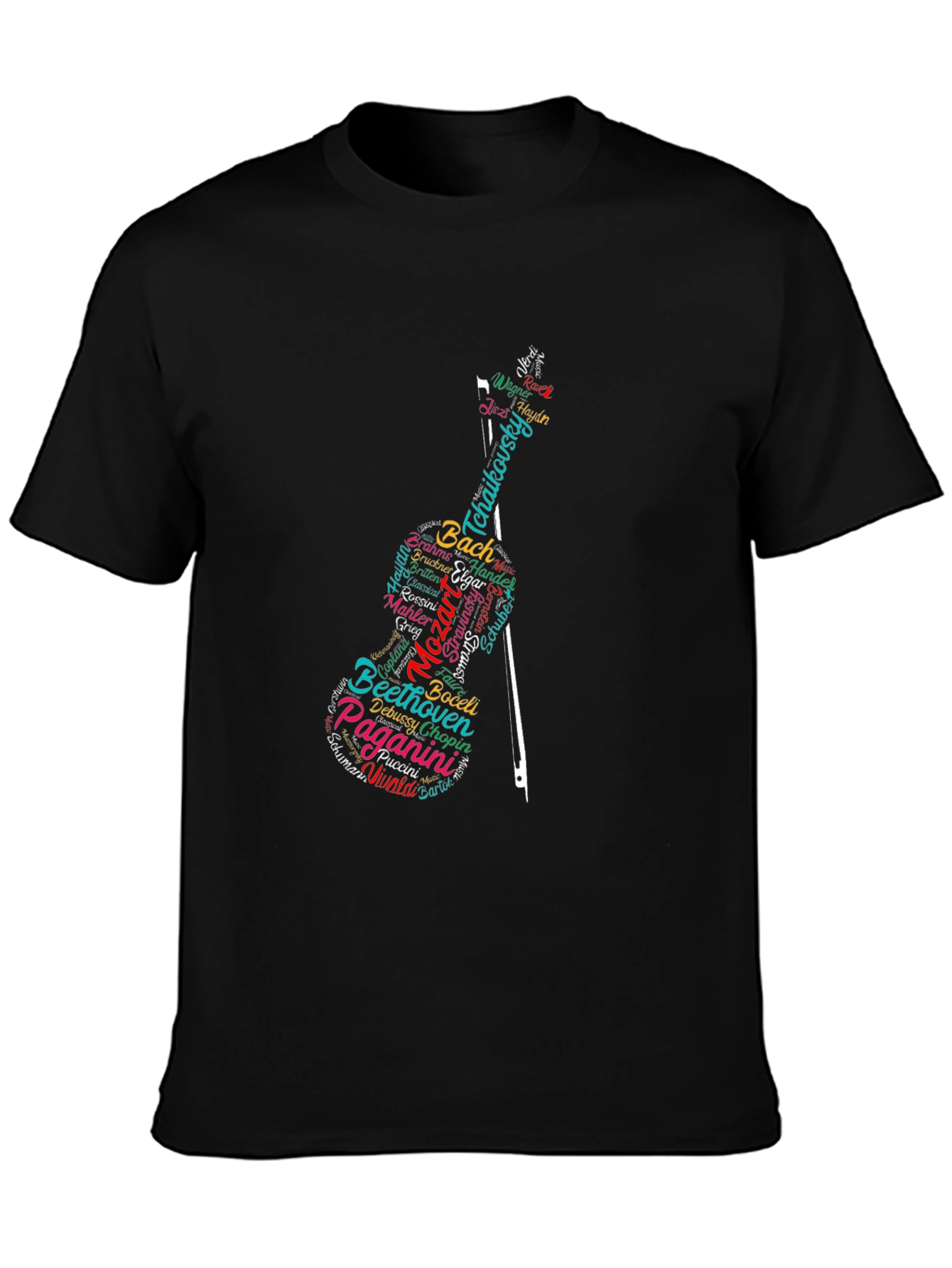 Musician Composer Violin Graphic Black T-Shirt
