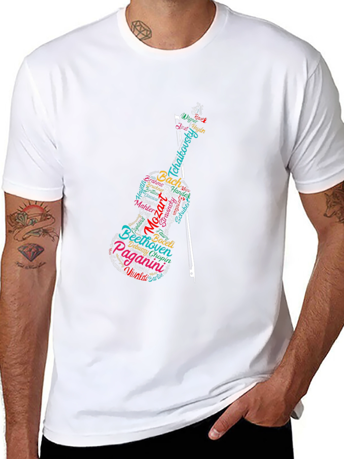 Musician Composer Violin Graphic Black T-Shirt