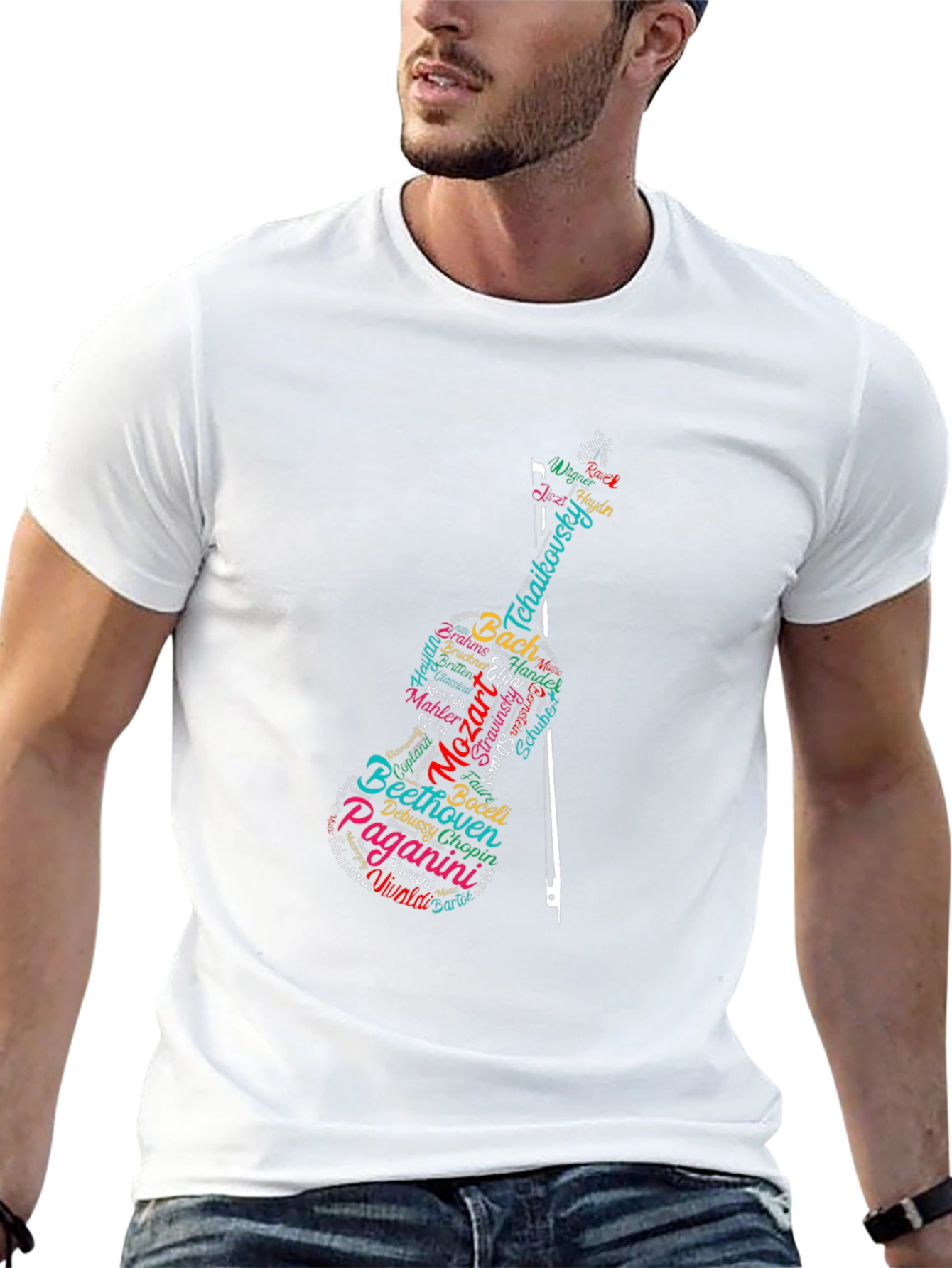 Musician Composer Violin Graphic Black T-Shirt