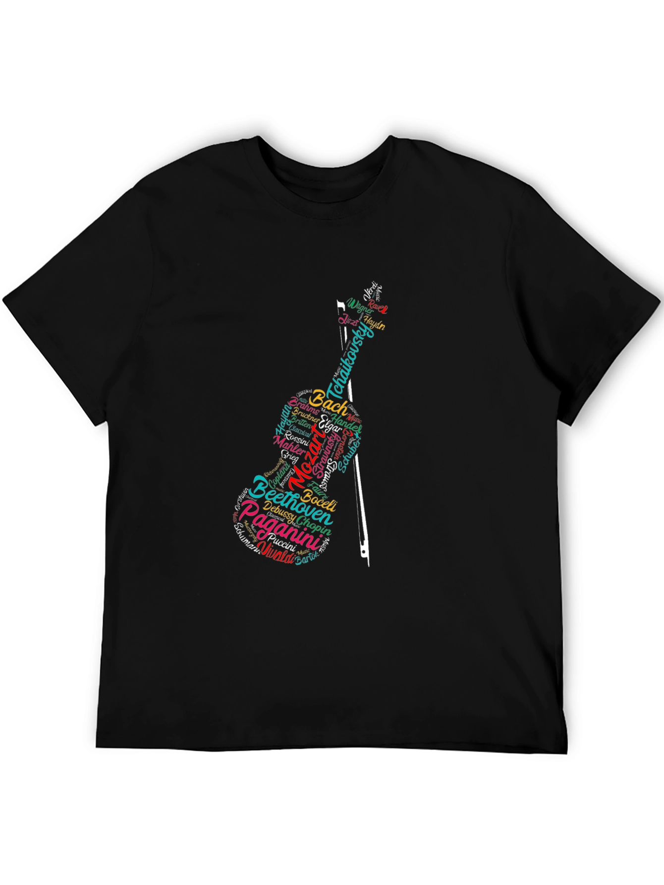 Musician Composer Violin Graphic Black T-Shirt