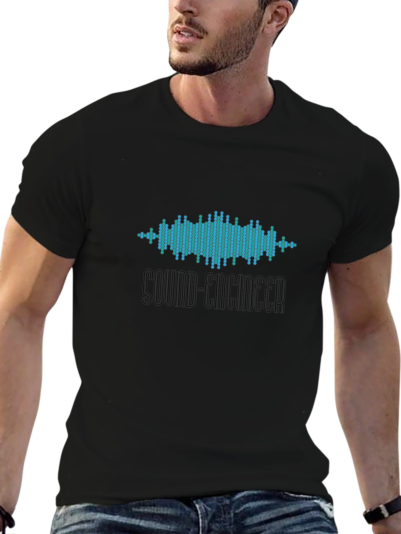 Sound Engineer Waveform Black T-Shirt