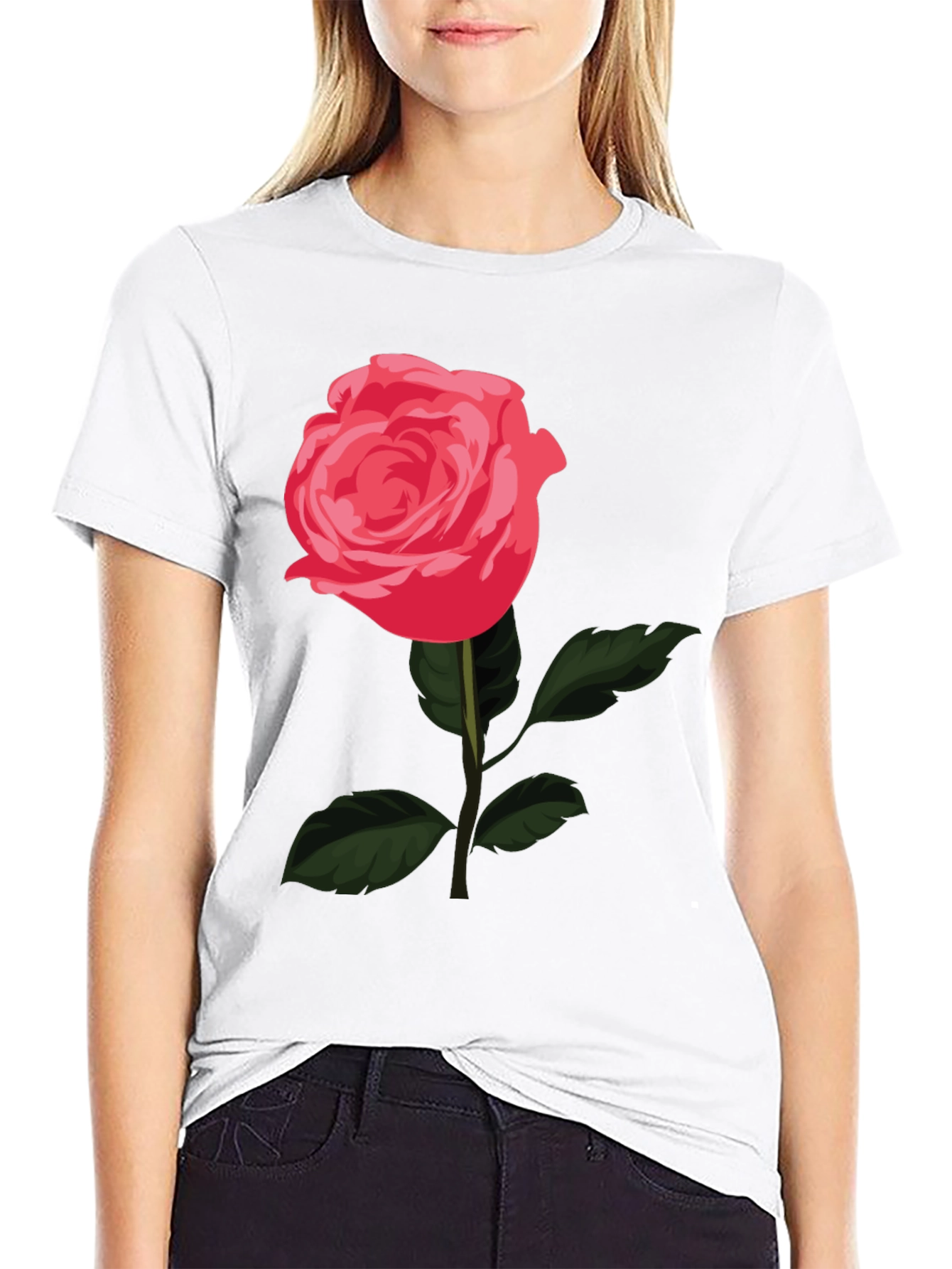 Rose Graphic T-Shirt - Stylish Black Tee