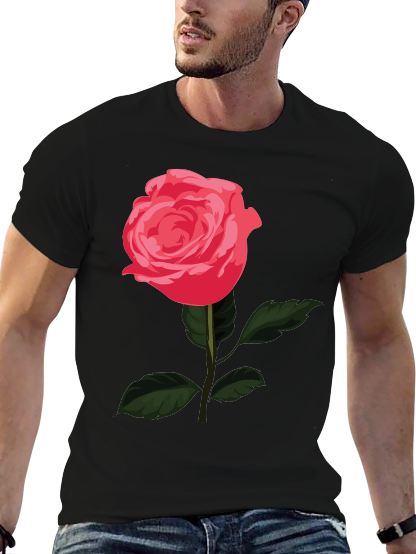 Rose Graphic T-Shirt - Stylish Black Tee