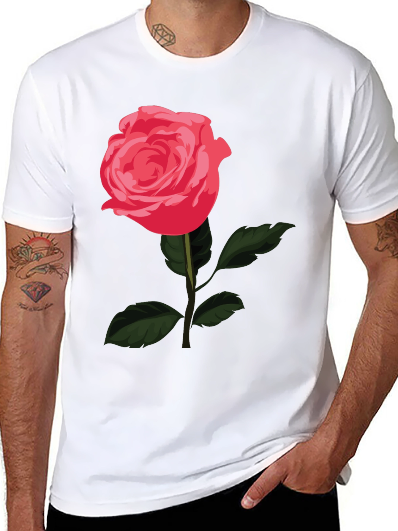 Rose Graphic T-Shirt - Stylish Black Tee