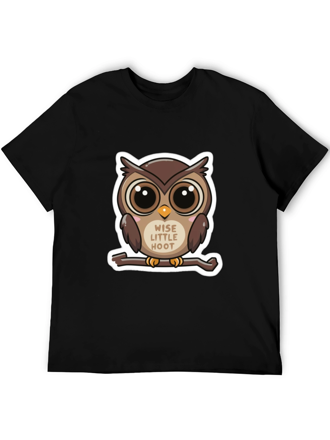 Cute Owl Wise Little Hoot Graphic Tee - Black
