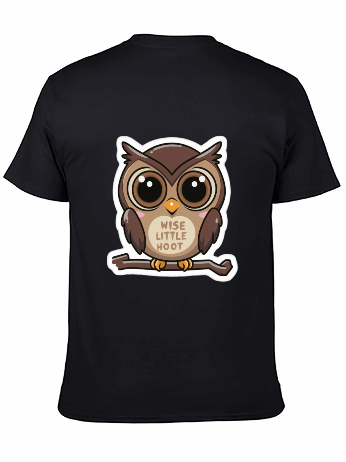Cute Owl Wise Little Hoot Graphic Tee - Black