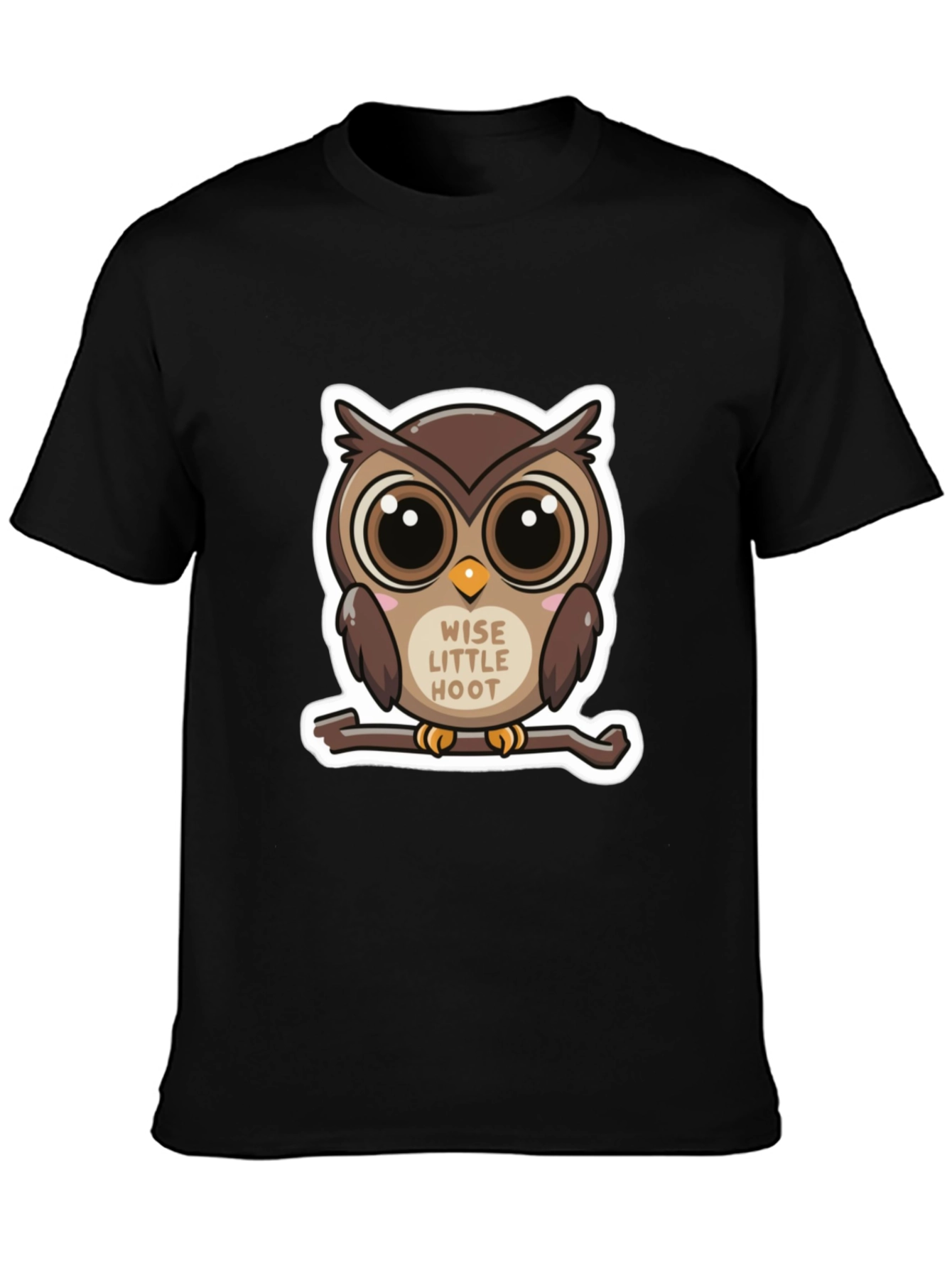 Cute Owl Wise Little Hoot Graphic Tee - Black