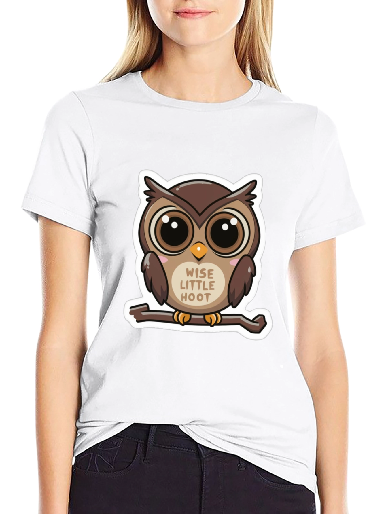 Cute Owl Wise Little Hoot Graphic Tee - Black