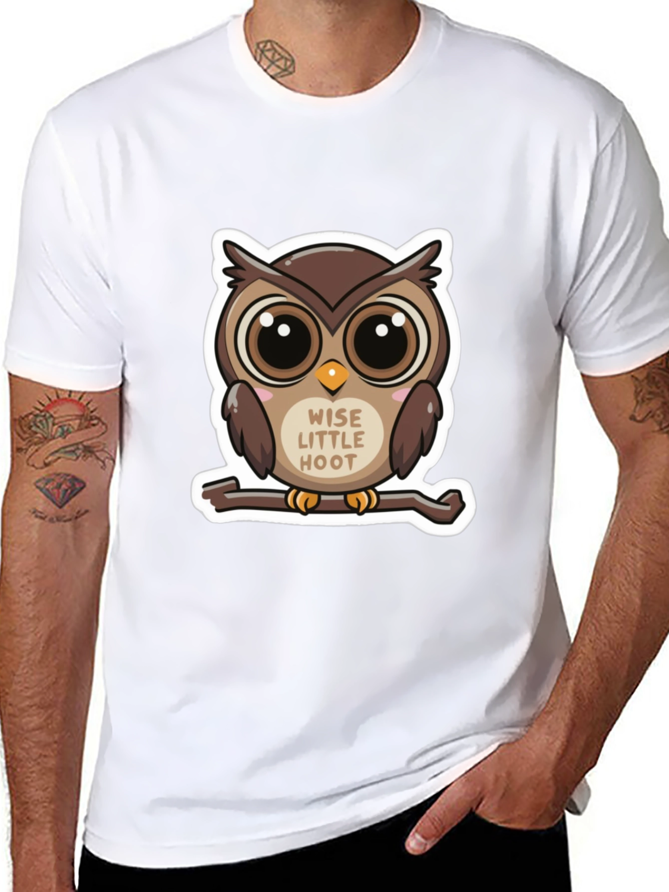 Cute Owl Wise Little Hoot Graphic Tee - Black