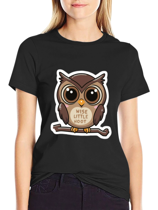 Cute Owl Wise Little Hoot Graphic Tee - Black