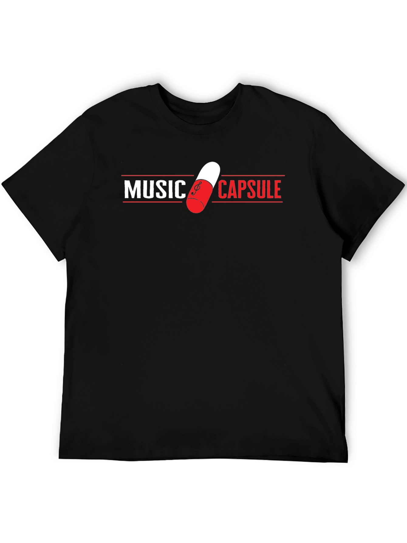 Music Capsule Graphic T-Shirt - Trendy Black Tee