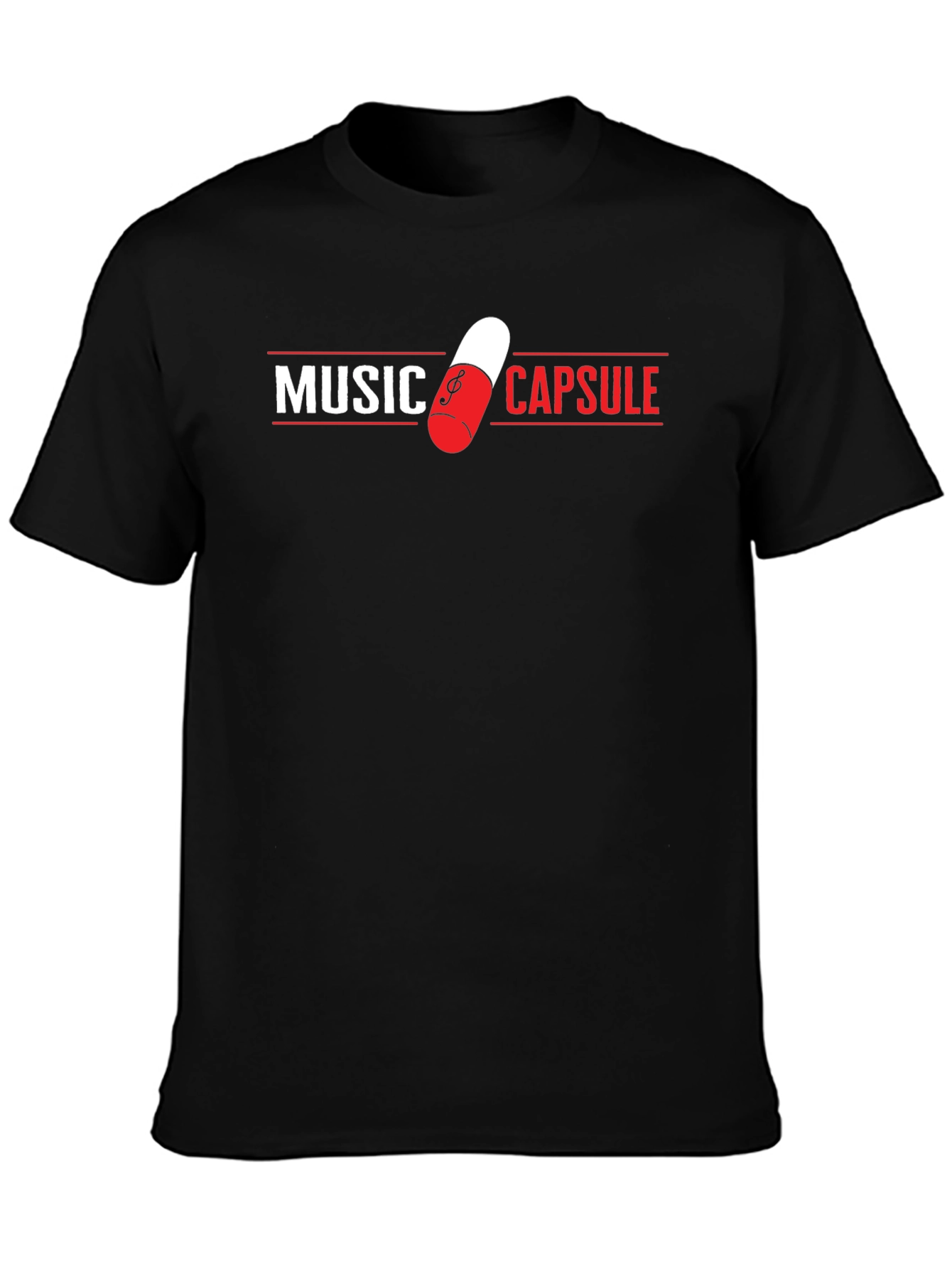 Music Capsule Graphic T-Shirt - Trendy Black Tee