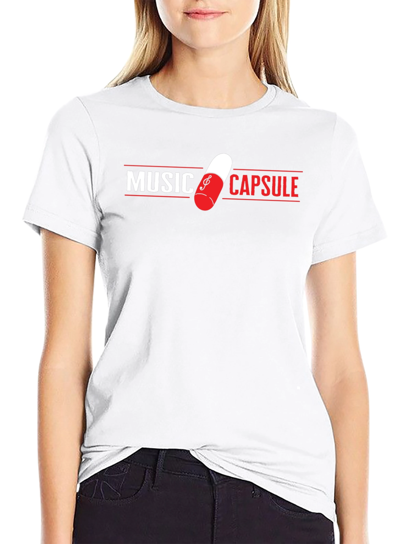 Music Capsule Graphic T-Shirt - Trendy Black Tee