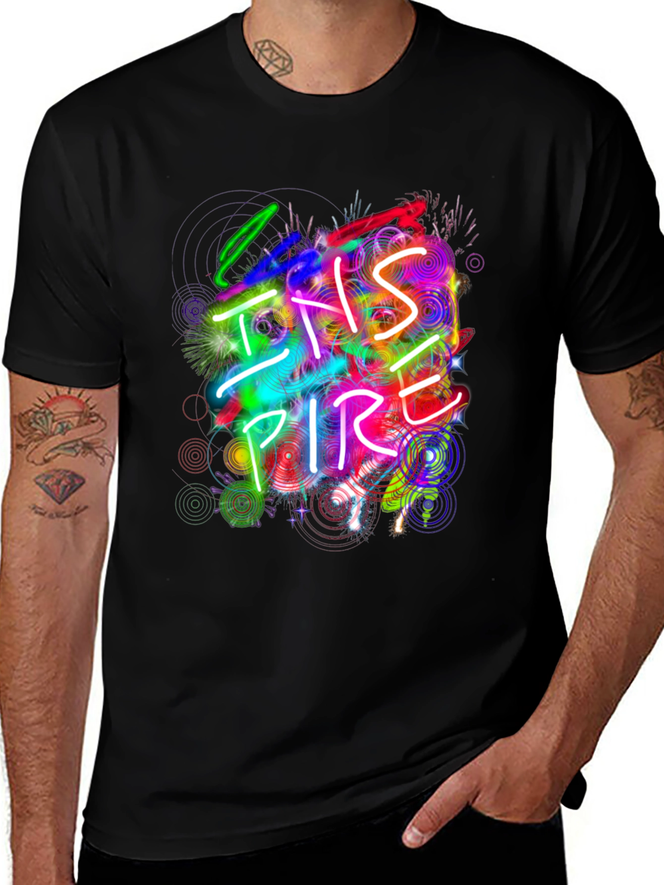 Inspire Graphic Print Black T-Shirt