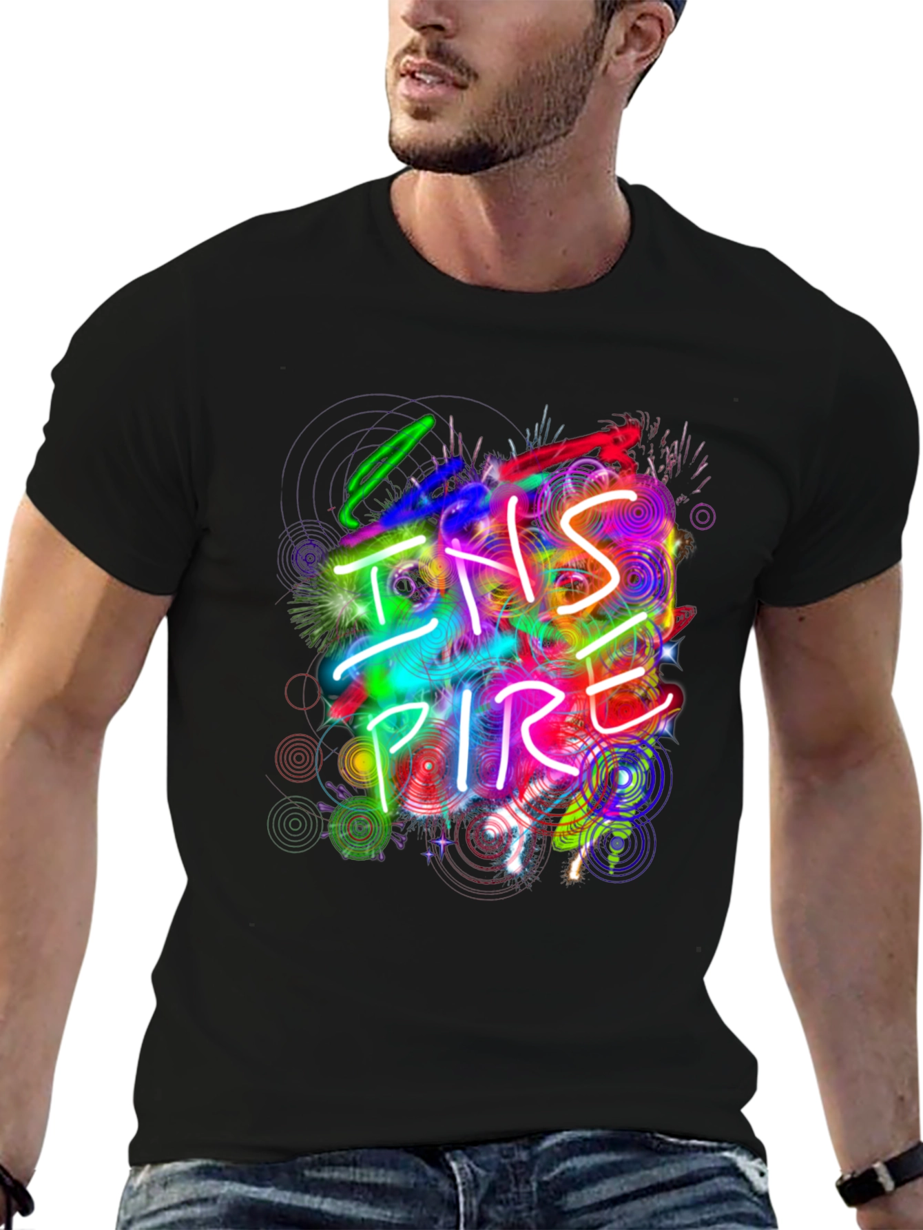 Inspire Graphic Print Black T-Shirt