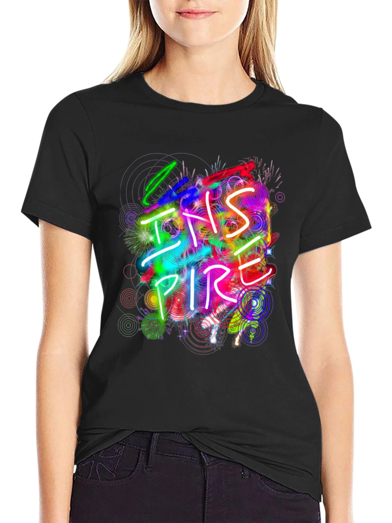 Inspire Graphic Print Black T-Shirt