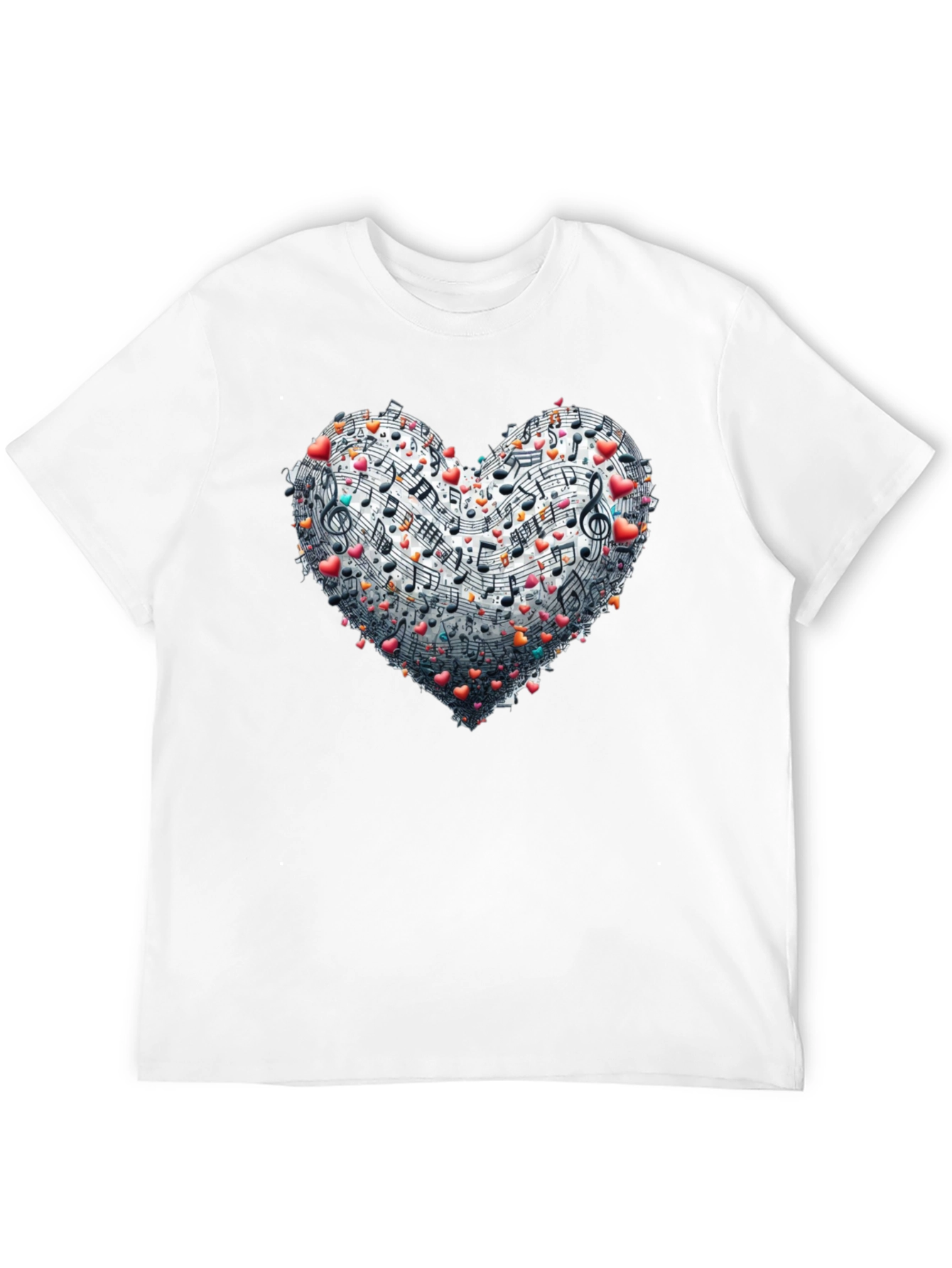 Music Heart Graphic Tee - Black Crew Neck T-Shirt