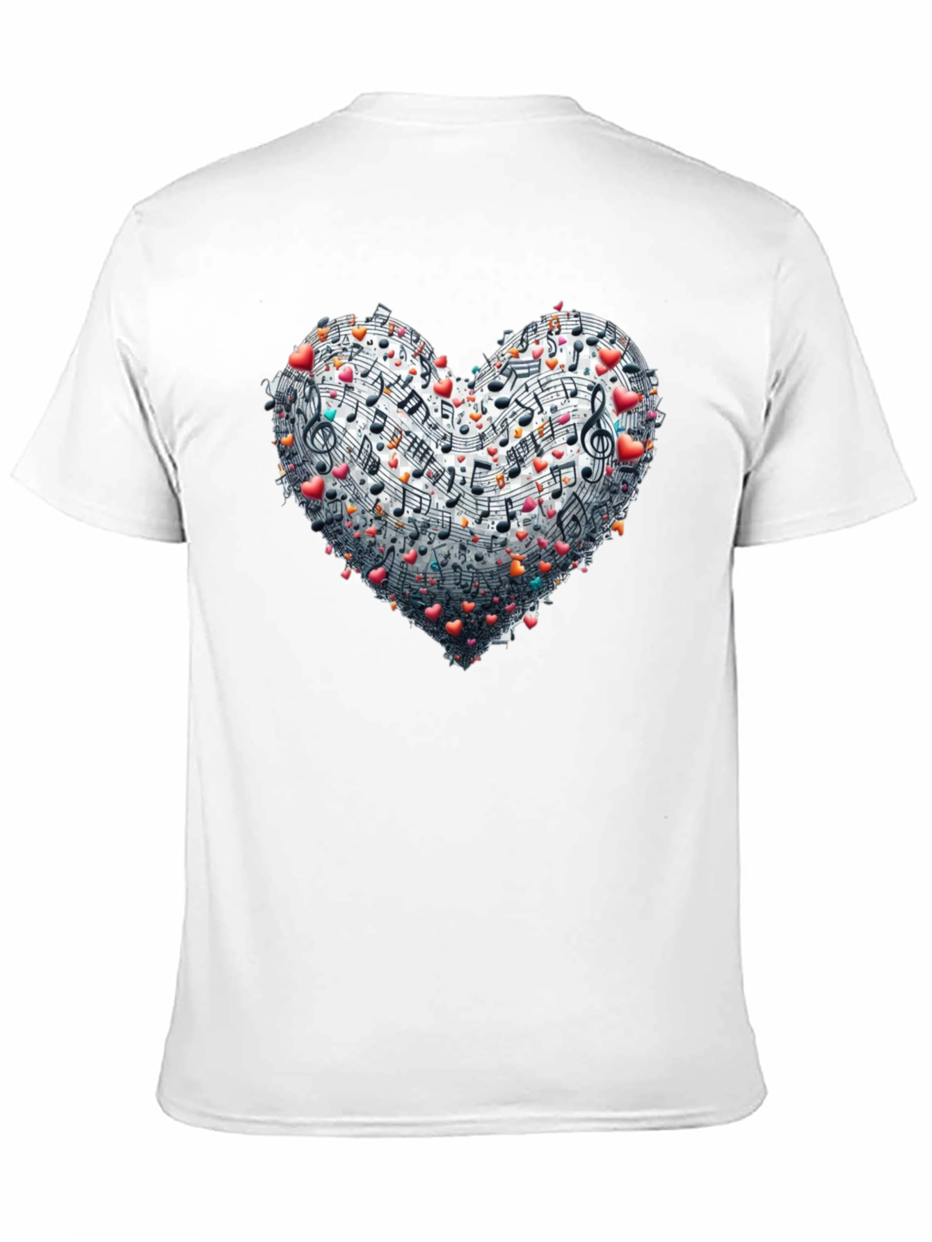 Music Heart Graphic Tee - Black Crew Neck T-Shirt