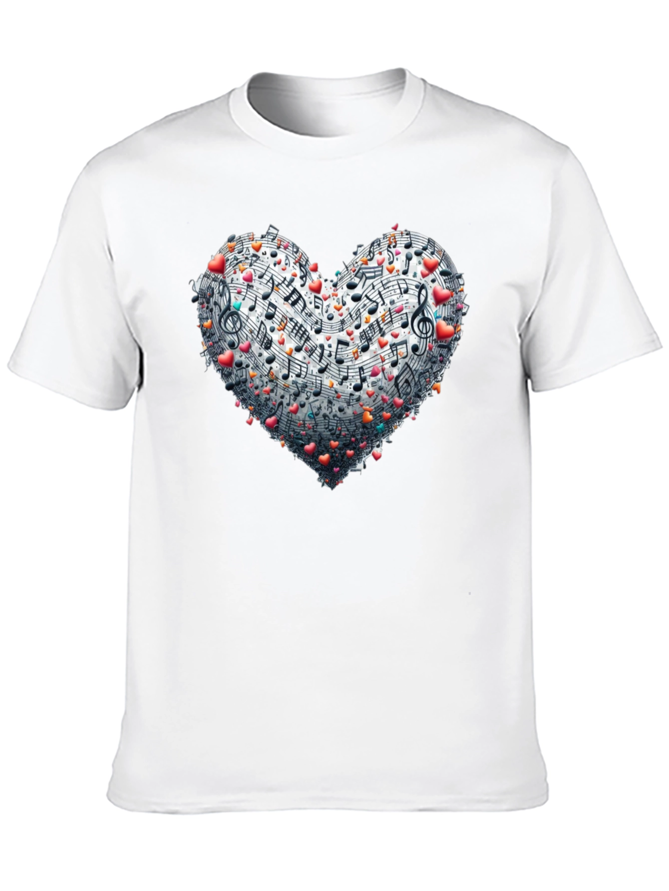 Music Heart Graphic Tee - Black Crew Neck T-Shirt