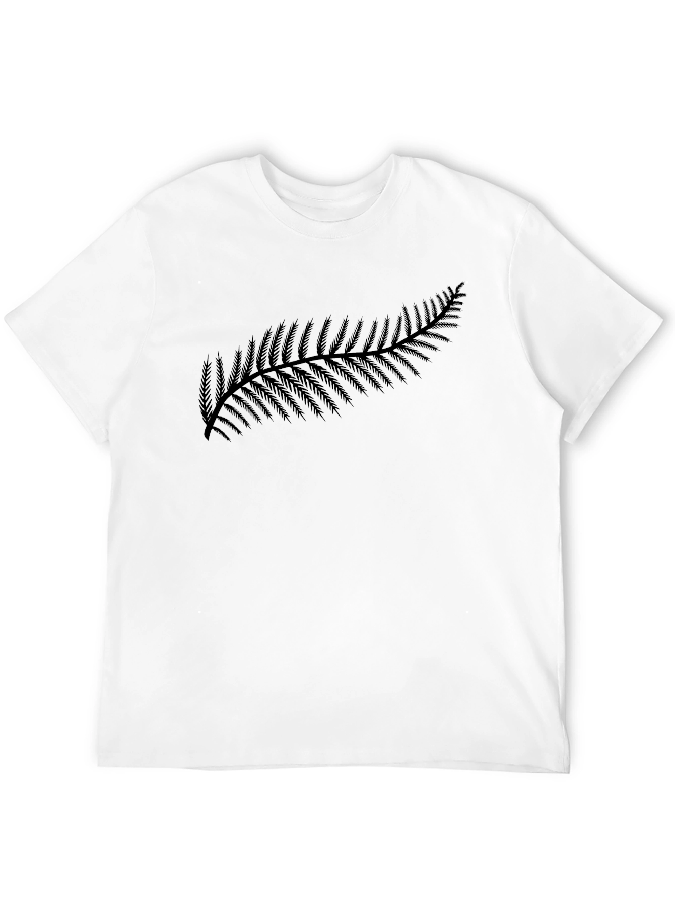 Fern Design Black Tee - Nature Inspired Casual Wear