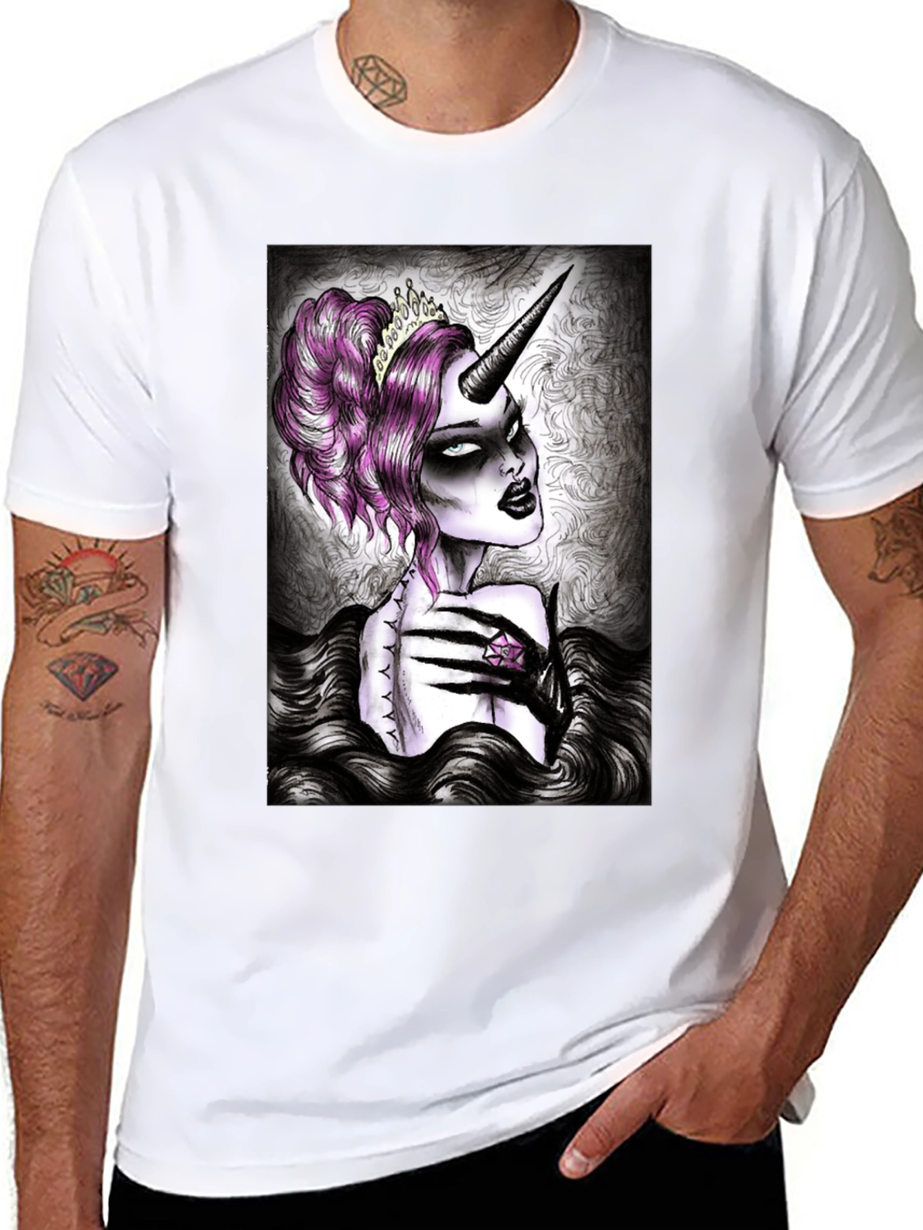 Gothic Unicorn Graphic Tee - Black