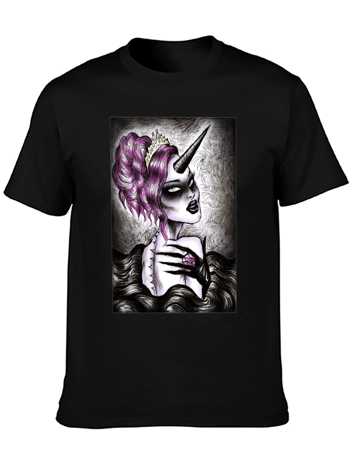 Gothic Unicorn Graphic Tee - Black