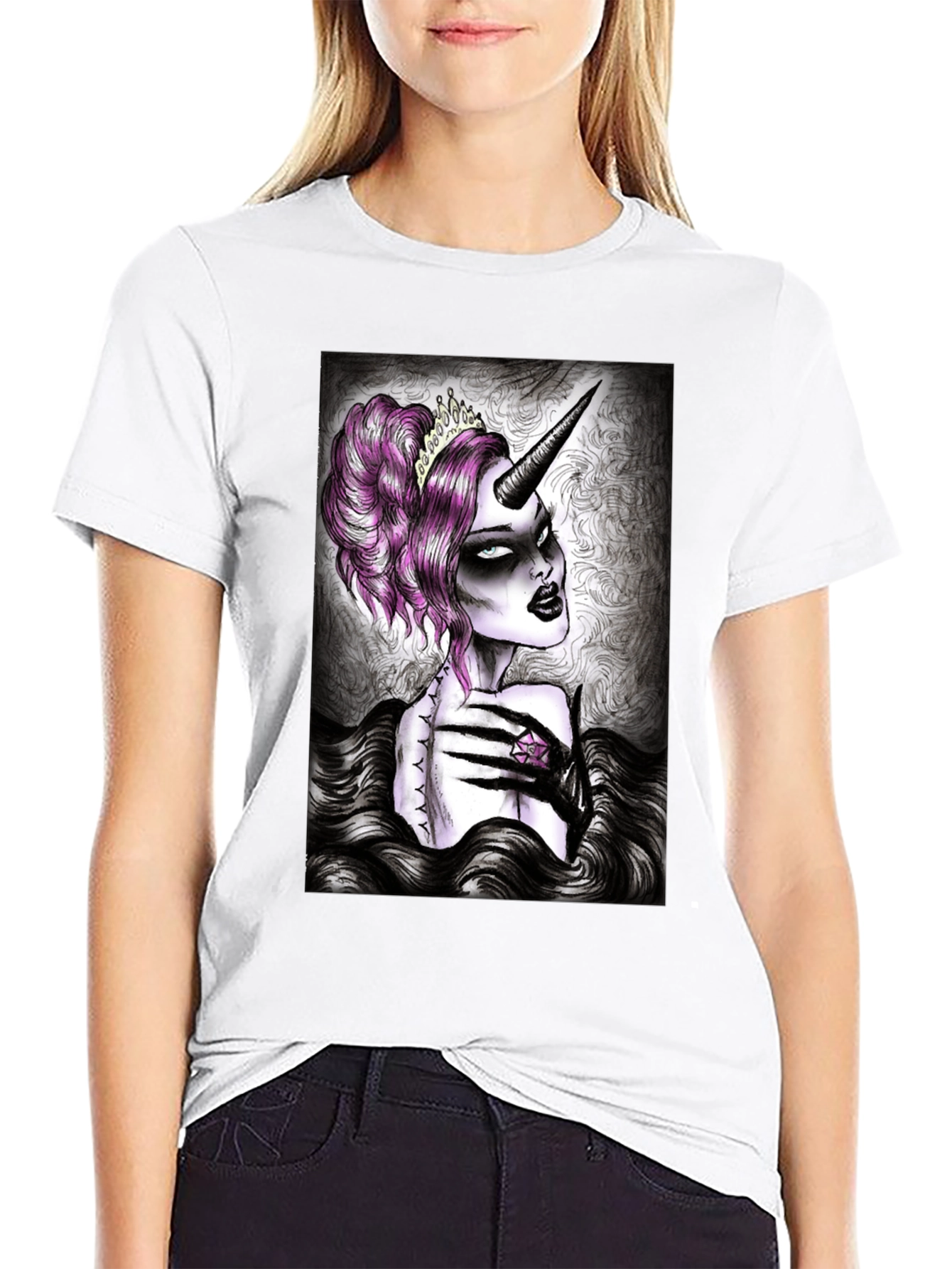 Gothic Unicorn Graphic Tee - Black