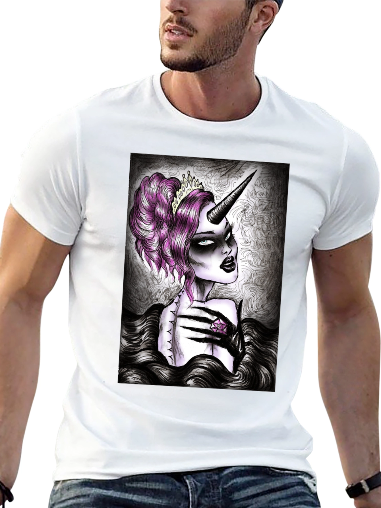 Gothic Unicorn Graphic Tee - Black