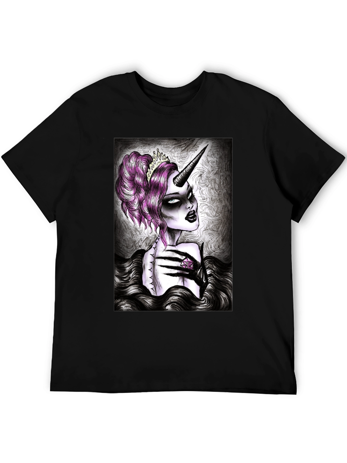 Gothic Unicorn Graphic Tee - Black