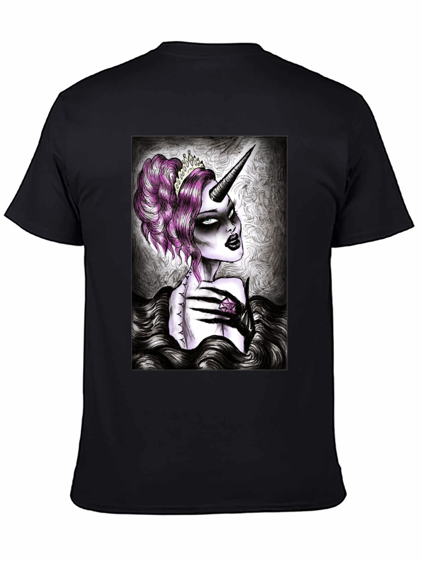 Gothic Unicorn Graphic Tee - Black