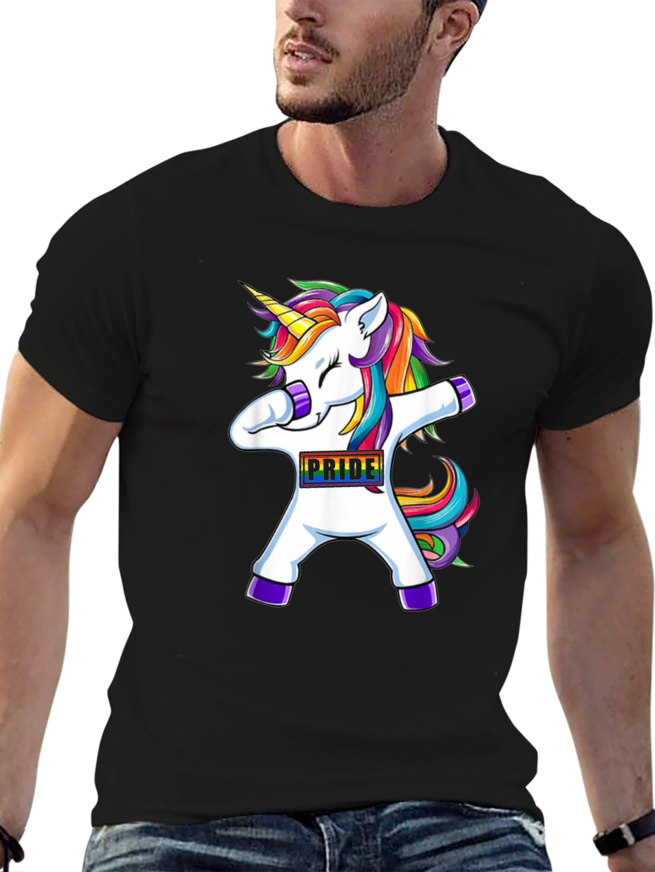 Dabbing Pride Unicorn Black T-Shirt